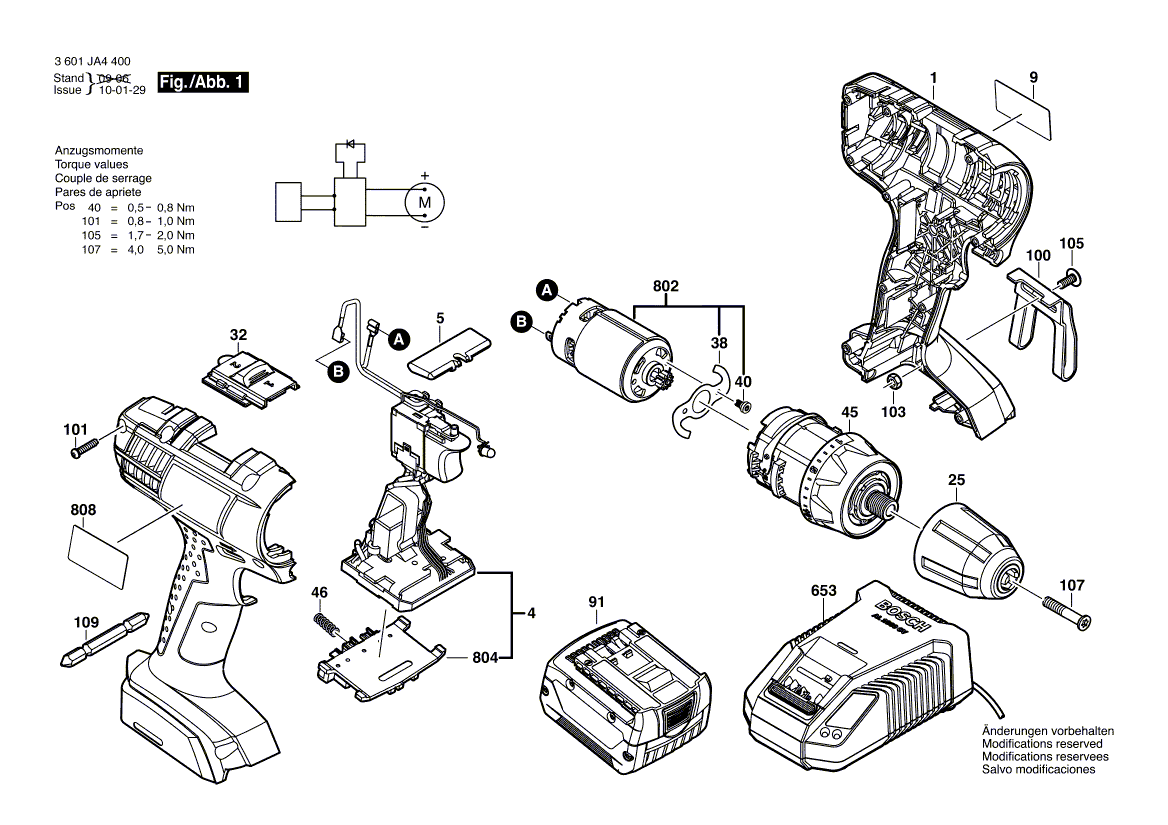 Запчасти для аккумуляторной дрели-шуруповерта Bosch GSR 14,4-2-LI 14.4 V 3601JA4400, деталировка 1 - цена в Москве, купить оригинальные запчасти Бош в интернет-магазине «Премиум инструмент»