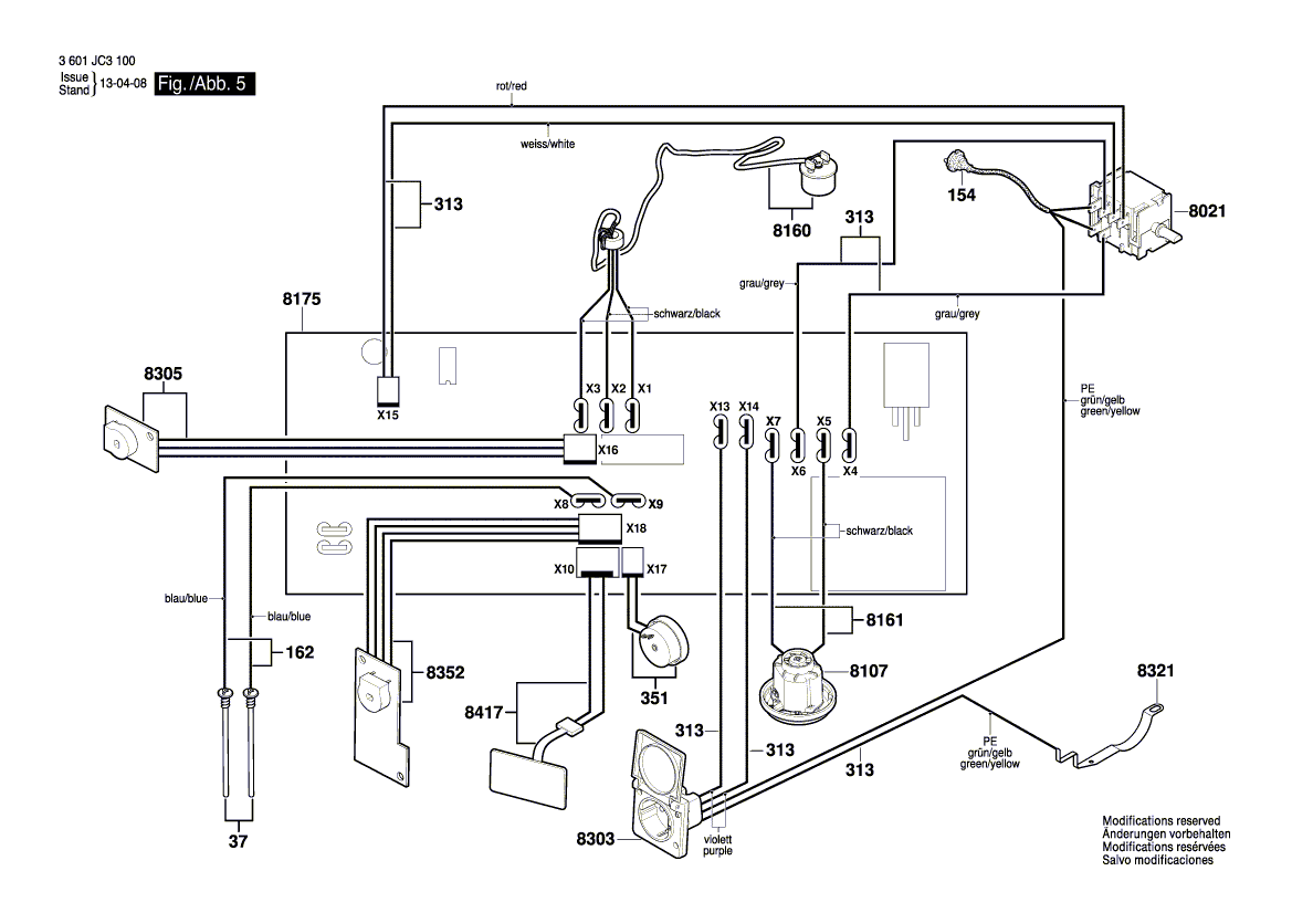 Запчасти для универсального пылесоса Bosch GAS 35 M AFC 230 V 3601JC3100, деталировка 5 - цена в Москве, купить оригинальные запчасти Бош в интернет-магазине «Премиум инструмент»