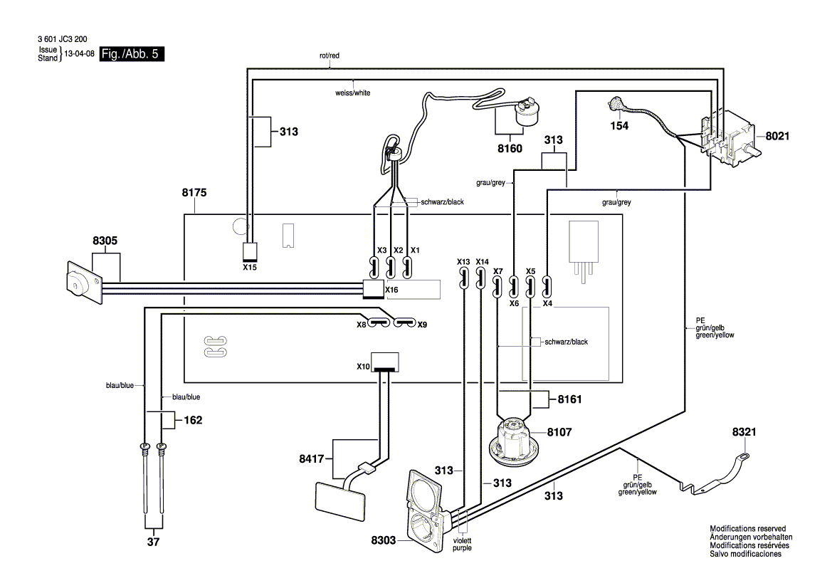 Запчасти для универсального пылесоса Bosch GAS 35 L AFC 230 V 3601JC3200, деталировка 5 - цена в Москве, купить оригинальные запчасти Бош в интернет-магазине «Премиум инструмент»