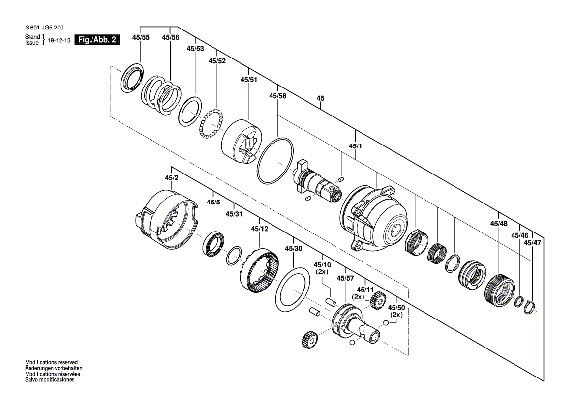 Запчасти для аккумуляторного импульсного гайковерта Bosch GDX 18V-180 18 V 3601JG5200, деталировка 2 - цена в Москве, купить оригинальные запчасти Бош в интернет-магазине «Премиум инструмент»