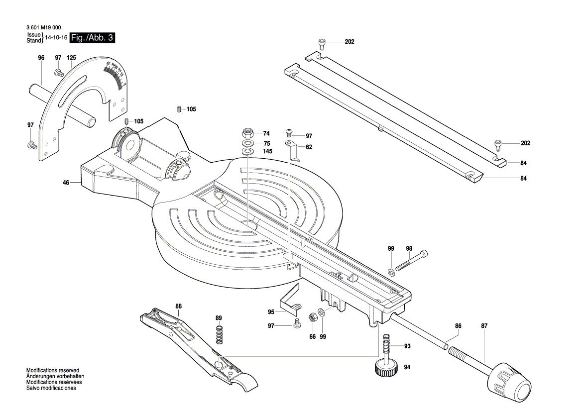 Запчасти для торцевочной тяговой пилы Bosch GCM 8000 SJ 230 V 3601M19002, деталировка 3 - цена в Москве, купить оригинальные запчасти Бош в интернет-магазине «Премиум инструмент»