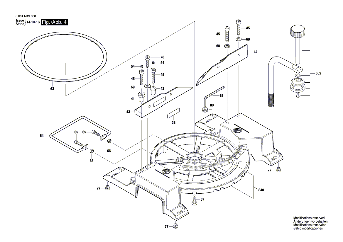 Запчасти для торцевочной тяговой пилы Bosch GCM 8000 SJ 230 V 3601M19002, деталировка 4 - цена в Москве, купить оригинальные запчасти Бош в интернет-магазине «Премиум инструмент»