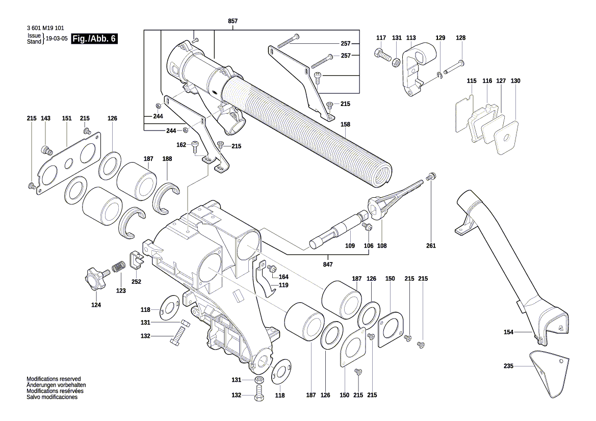 Запчасти для торцевочной тяговой пилы Bosch GCM 8 SJL 230 V 3601M19101, деталировка 6 - цена в Москве, купить оригинальные запчасти Бош в интернет-магазине «Премиум инструмент»