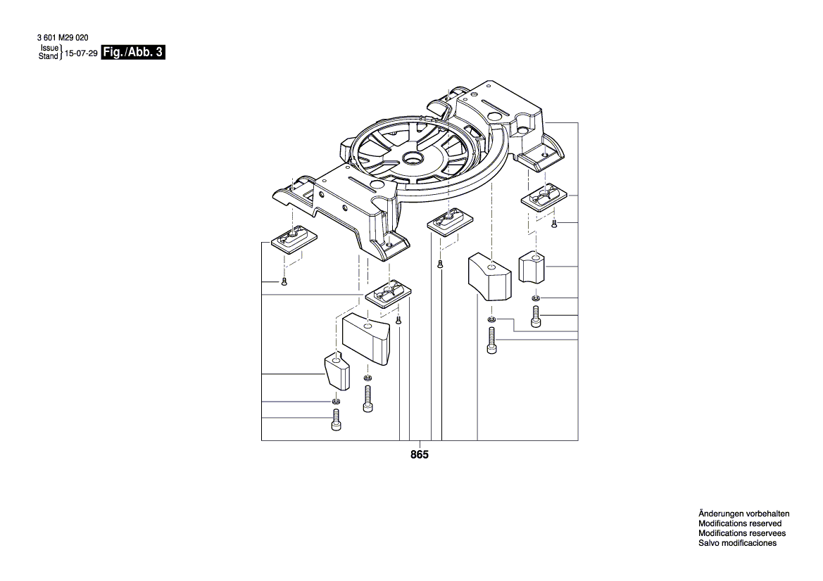 Запчасти для торцевочной тяговой пилы Bosch GCM 10 MX 230 V 3601M29020, деталировка 3 - цена в Москве, купить оригинальные запчасти Бош в интернет-магазине «Премиум инструмент»