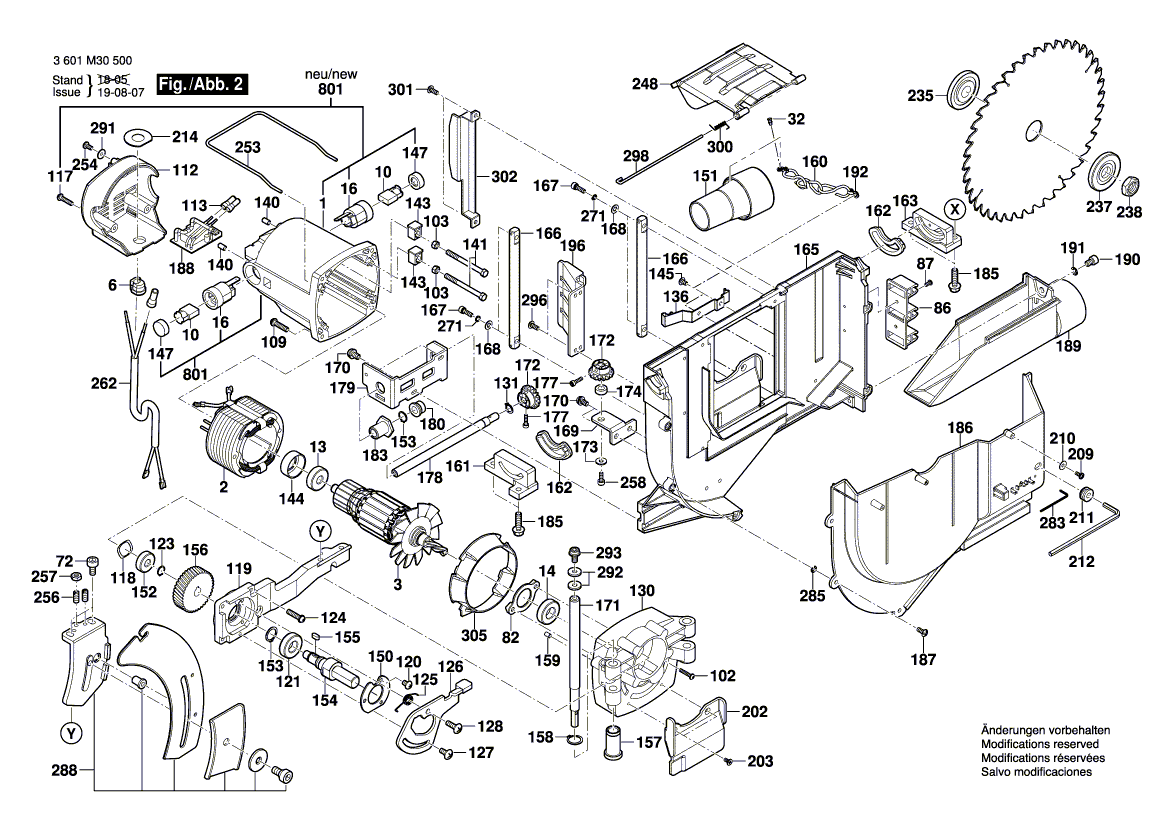 Запчасти для настольной циркулярной пилы Bosch GTS 10 J 230 V 3601M30500, деталировка 2 - цена в Москве, купить оригинальные запчасти Бош в интернет-магазине «Премиум инструмент»