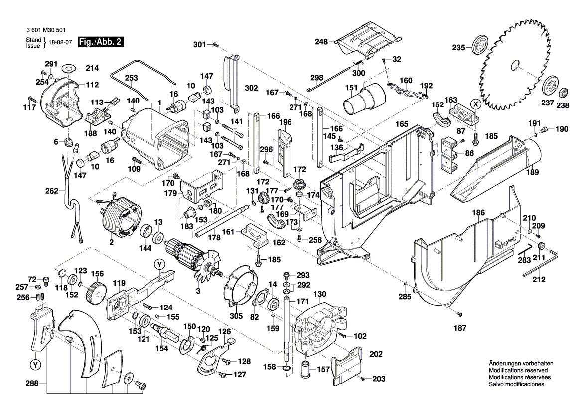 Запчасти для настольной циркулярной пилы Bosch GTS 10 J 230 V 3601M30501, деталировка 2 - цена в Москве, купить оригинальные запчасти Бош в интернет-магазине «Премиум инструмент»