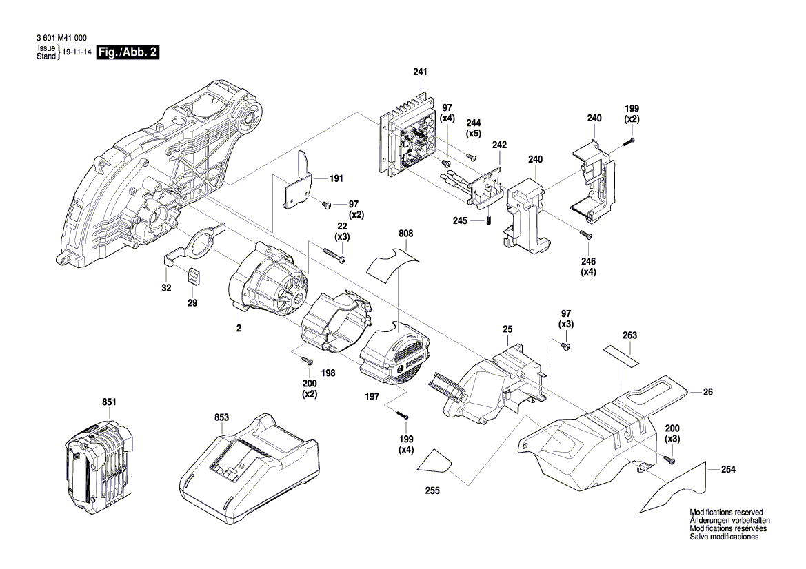 Запчасти для торцевочной пилы Bosch GCM 18V-216 18 V 3601M41000, деталировка 2 - цена в Москве, купить оригинальные запчасти Бош в интернет-магазине «Премиум инструмент»
