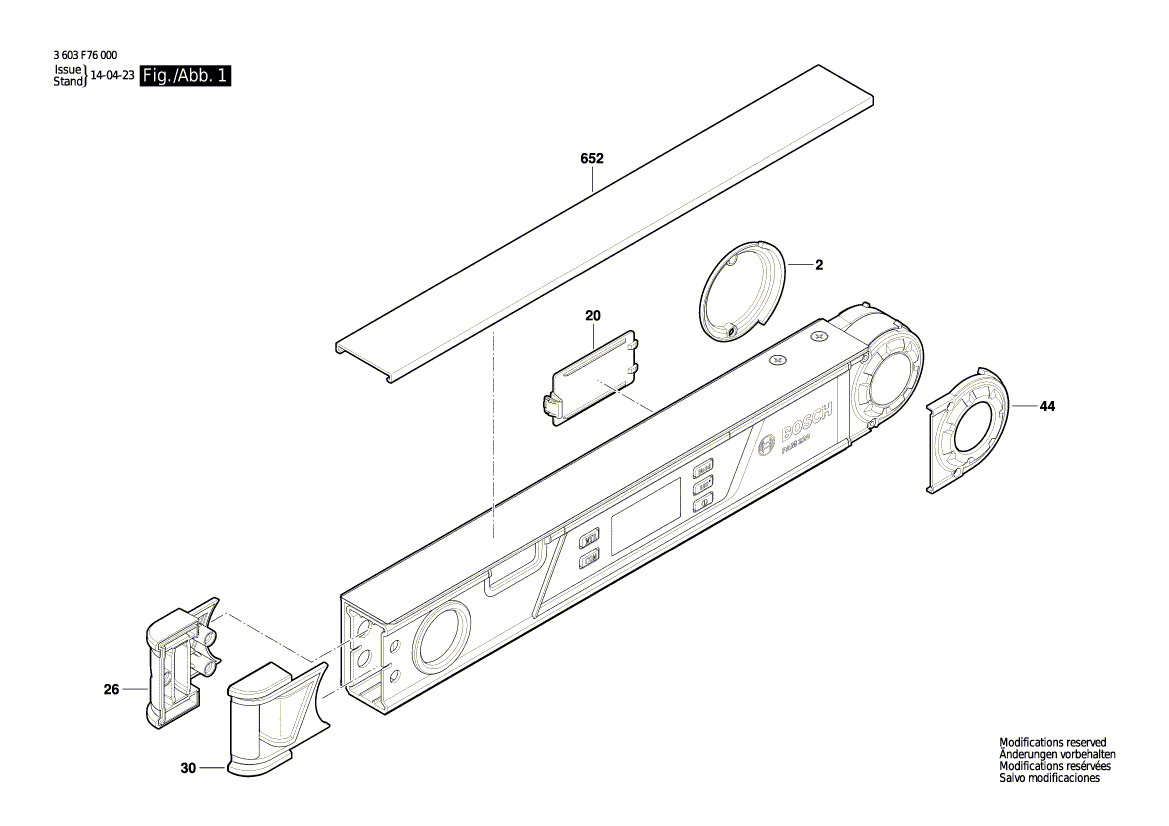 Запчасти для угломера Bosch PAM 220 3603F76000, деталировка 1 - цена в Москве, купить оригинальные запчасти Бош в интернет-магазине «Премиум инструмент»