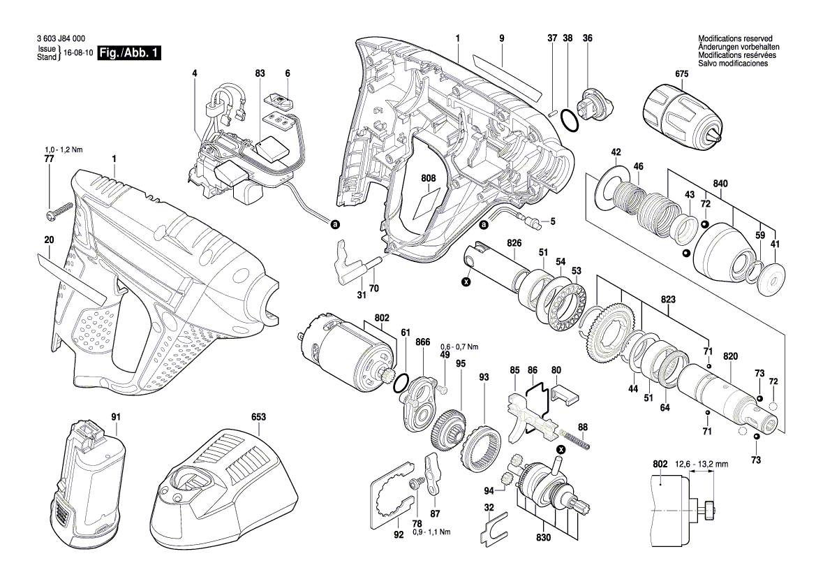 Запчасти для аккумуляторного отбойного молотка Bosch Uneo 12 V 3603J84002, деталировка 1 - цена в Москве, купить оригинальные запчасти Бош в интернет-магазине «Премиум инструмент»