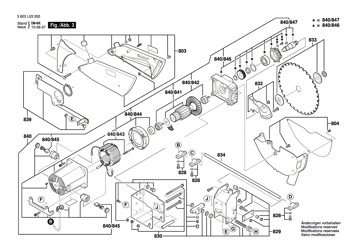 Запчасти для настольной циркулярной пилы Bosch PTS 10 230 V 3603L03200, деталировка 3 - цена в Москве, купить оригинальные запчасти Бош в интернет-магазине «Премиум инструмент»