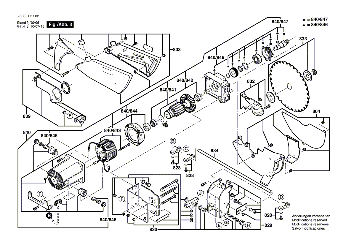 Запчасти для настольной циркулярной пилы Bosch PTS 10 230 V 3603L03202, деталировка 3 - цена в Москве, купить оригинальные запчасти Бош в интернет-магазине «Премиум инструмент»