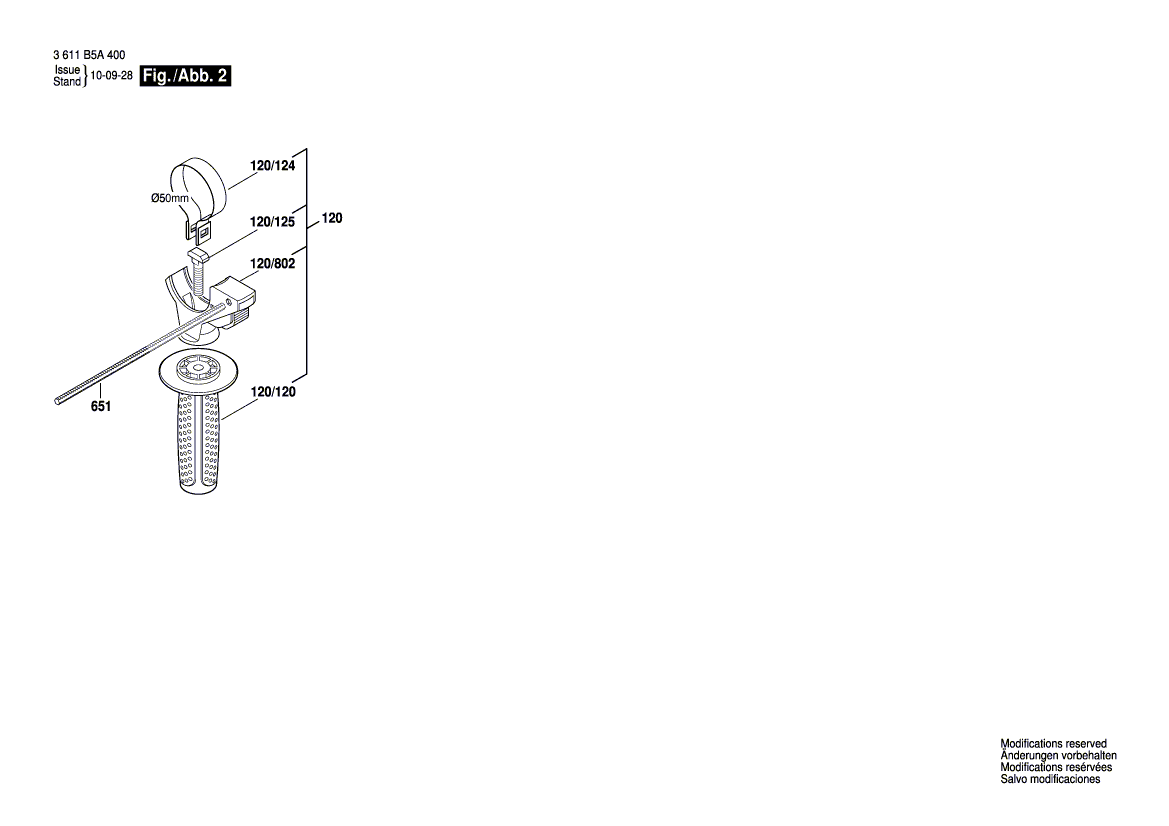 Запчасти для перфоратора Bosch GBH 2000 230 V 3611B5A406, деталировка 2 - цена в Москве, купить оригинальные запчасти Бош в интернет-магазине «Премиум инструмент»