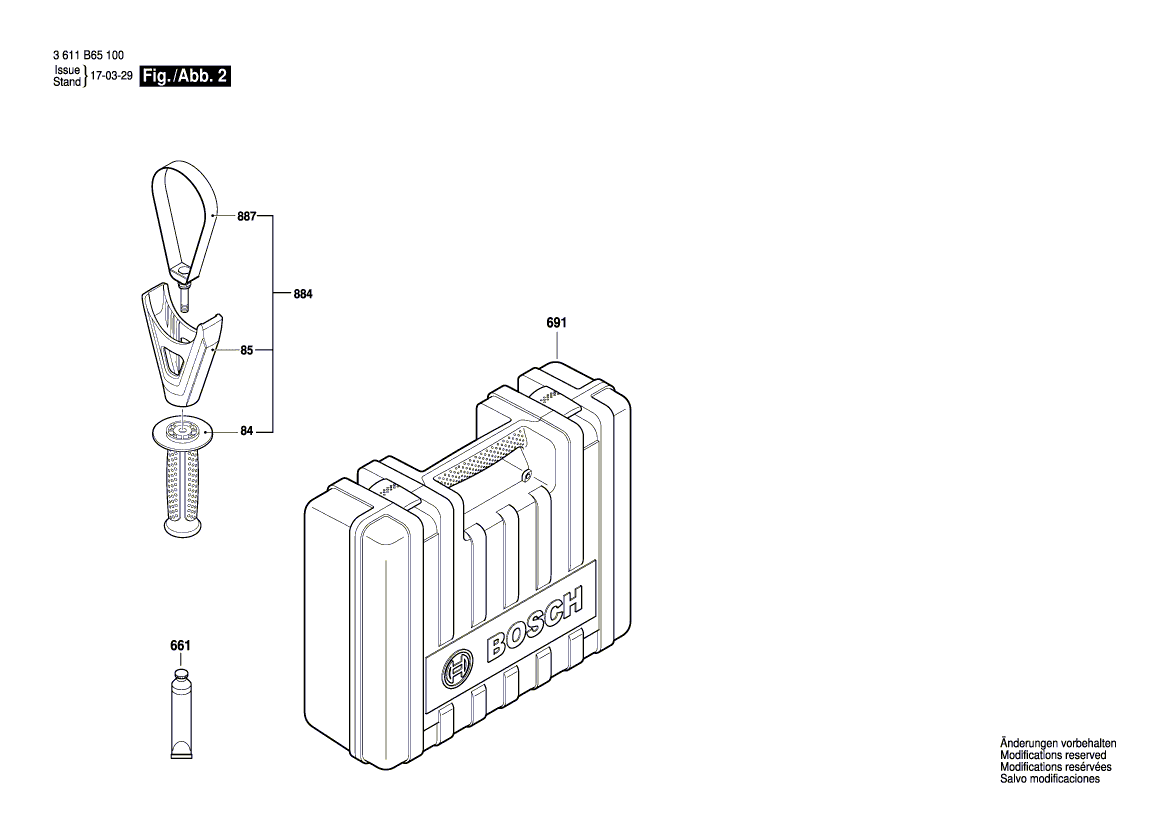 Запчасти для перфоратора Bosch GBH 8-45 D 230 V 3611B65100, деталировка 2 - цена в Москве, купить оригинальные запчасти Бош в интернет-магазине «Премиум инструмент»