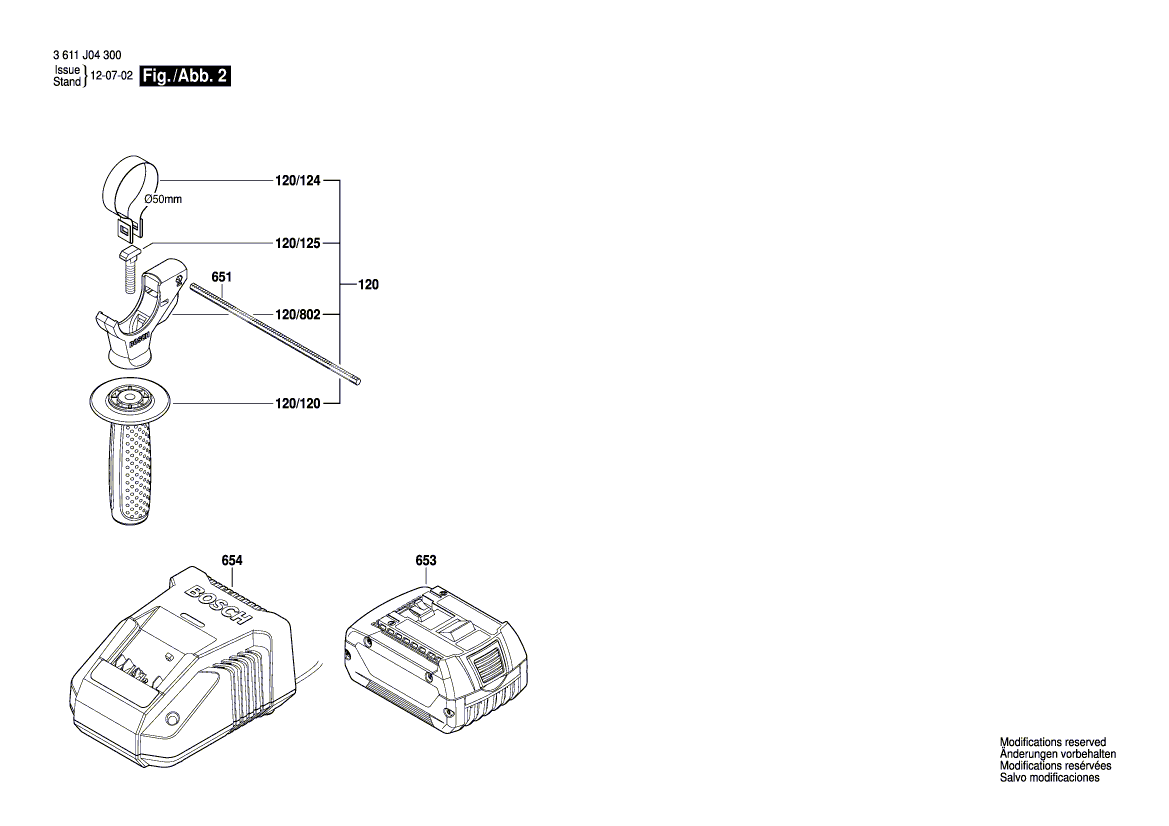 Запчасти для аккумуляторного отбойного молотка Bosch GBH 18 V-LI 18 V 3611J04300, деталировка 2 - цена в Москве, купить оригинальные запчасти Бош в интернет-магазине «Премиум инструмент»