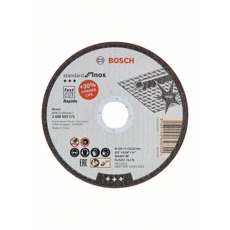 Отрезной круг Standard for INOX 125 х 1 мм, прямой Отрезной круг Standard for INOX 125 х 1 мм, прямой