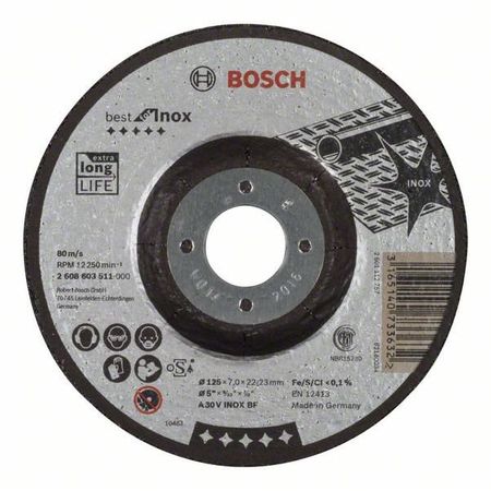 Обдирочный круг Best for INOX, 125х7, 0 вогнутый Обдирочный круг Best for INOX, 125х7, 0 вогнутый