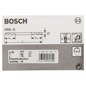 10 шт. двусторонних сверл HSS-G 5.5x66 мм